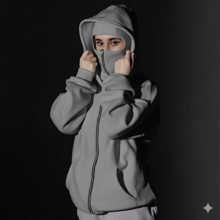 Women Riders Balaclava Zip Hoodie – Wind & Dust Guard, Winter Fleece (S–XL)