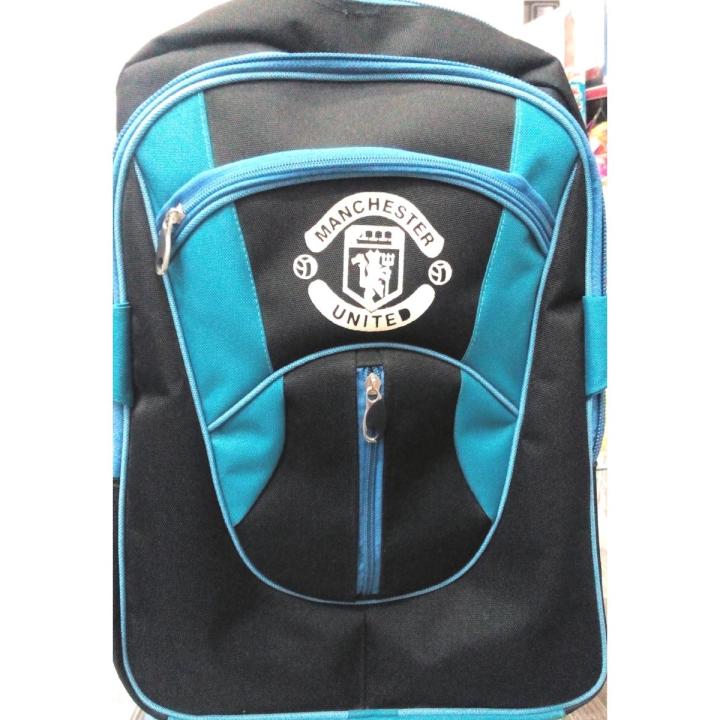 Manchester United High Quality Blue & Black Fabric School Bag