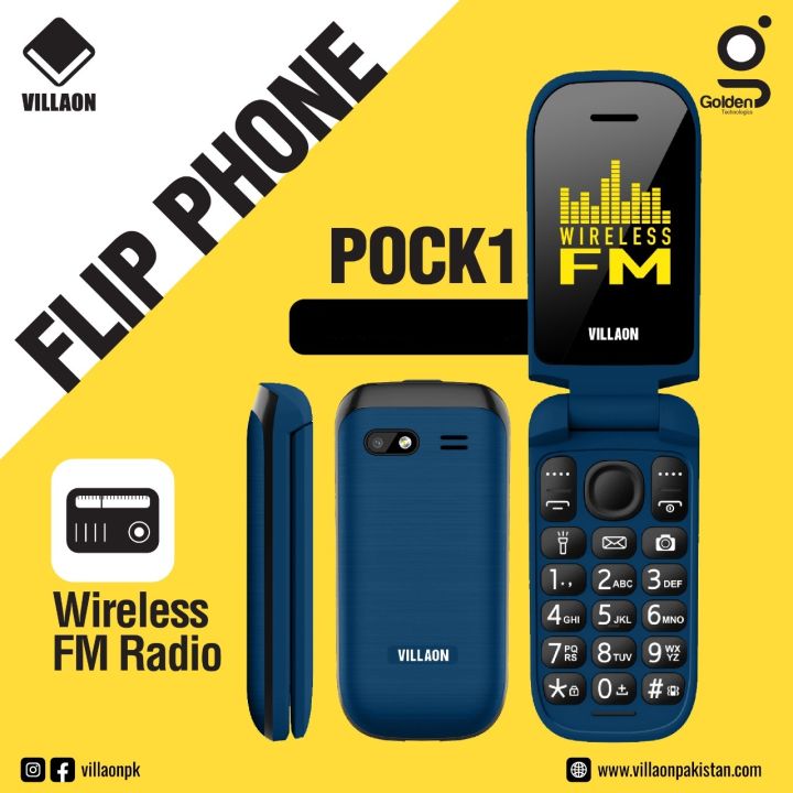 VILLAON Pock 1 - Flip Mobile - 1.77 inch Display - 1000mAH Battery - Dual Sim - PTA APPROVED - Auto call recording - 1 year brand warranty