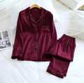 Printed Hot Sexy Silk Ladies Sleep Wear Night Dress with Shirt and Trouser (Complete Sleeping Suit) For Women/Nighty for Girls. 