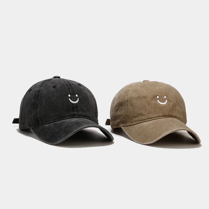 ins new emoji smiley face washed old baseball caps men's and women's street trend caps amazon hat tide