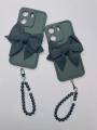 Redmi 13C Back Cover For Girls - Bow Tie Case With Fancy Key Chain - Chain bracelet Case. 