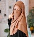 beautiful instant double loops hijab scarf with naqab for girls & womens. 