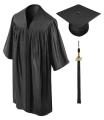 University Graduation Gown - Black Silk Academic Dress, 42 Inches, Universal Fitting. 