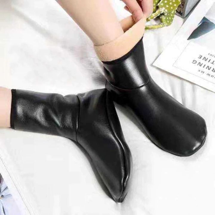Unisez Adult Kids Child Winter Warm socks PU Leather Thermal Floor Socks Moza Indoor House Soft Non-Slip Socks Men Women Plus Velvet Thickened Stocking Mozay