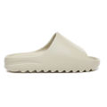 Coconut slippers, yeezy warm sand, yellow slide flip flops, beige non-slip outside, wearing, feeling man. 