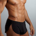 Solid Color Casual Men Elastic Waistband Split Shorts Underwear Home Sportswear. 
