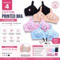 Pack of 4 colour Cotton Printed Bra  Cotton Brazzer Women's Cotton Floral Print Bralette - Comfort Fit Undergarment. 