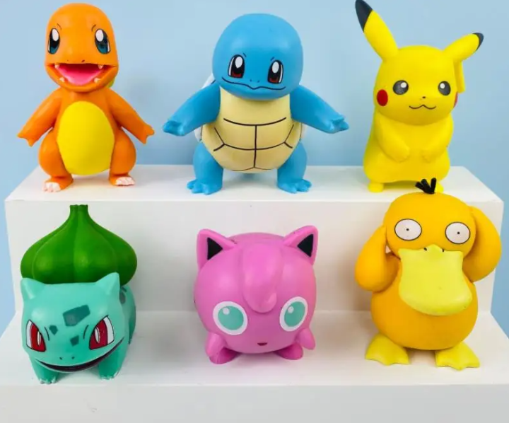 Set of 6 – Pokemon Pickachu Squirtle Psyduck Bulbasaur Jigglypuff Charmander Action Figure PVC Collectible Model Toy – 5-8cm