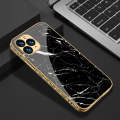 I_Phone 11 Pro Max Cover - Black Marble Series - Premium Electroplated Shutterproof Case Soft Silicon Borders Case. 