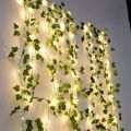 Green Leaf Garland String Lights,[ pack of 1 / 6 / 12 ] Vine Fairy Lights with Blinking Feature for Bedroom, Wedding, Home Decor - Battery Operated, Wall Garden Stairway Decorative Lighting with Switch Control - Artificial Floral Theme  (battery included). 