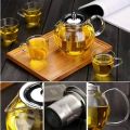 Premium Glass Tea Kettle - Borosilicate Glass with Stainless Steel Strainer, Heat Resistant Teapot, Microwave and Stove Safe Tea pot - 950ml - 1300ml. 