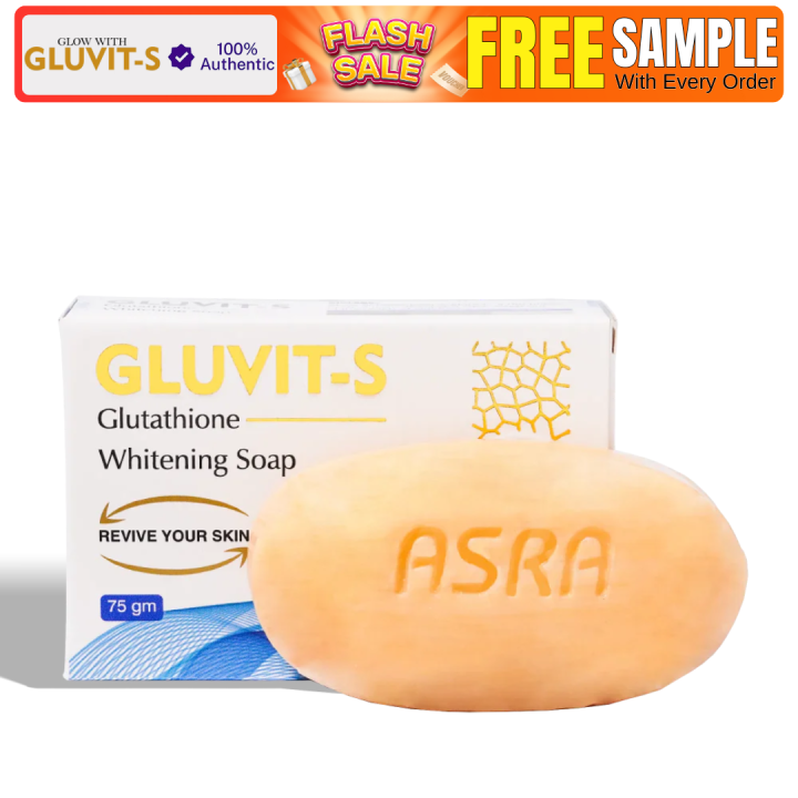 Gluvit-S Glutathione Soap 75gm - For Men & Women - For Fairness & Glowing Skin - Fades Dark Spots, Controls Oil & Reduces Wrinkles with Jojoba Oil - For Face & Body