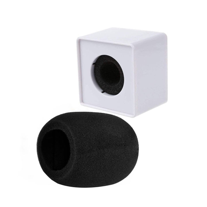 Portable Square Cube Microphone Flag Station Logo with Foam Cover Filter