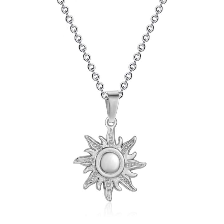 【IKE】Sun Necklace Stainless Steel Plated Dainty Gold Chain Sun Pendant For Charm Women Birthday Party Fashion Jewelry