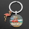 Cute Pink Flamingo Women Keychain Lovely Anime Swan Car Key Ring Holder Bag Charm Pendant Best Friend Accessories Gift. 