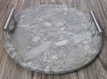 Stylish Natural Marble stone carved Tray with Handles – Marble Tray for Vanity bedroom Perfume Jewelry dining table office table bathroom counter- Round display Decorative Tray – Home décor centerpiece.(Interior decoration). 