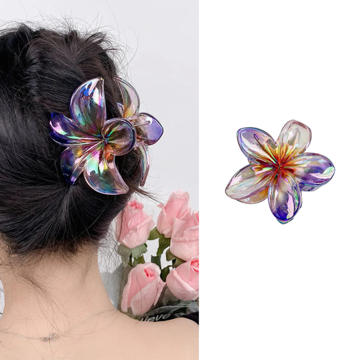 New 2024 Beach Holiday Colorful Frangipani Flower Hair Clip Hair Claw