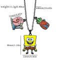 Iruriuiyt Spongebob Squarepants Metal Keychain Necklace Set Gary the Snail Pineapple House Enamel Pendant Key Chain Car Keyholder for Men. 