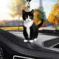 1pcBlack And White Cat Keychain, 2D Acrylic Cat Pendant,Double-Sided Design, Animal Key Ring Charm For Backpacks & Gifts LUKE. 