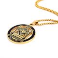 Freemason Necklace Gold Stainless Steel Free Mason Necklace Masonic Symbols Pendant Jewelry Men Hip Hop Freemasonry Male Gift. 