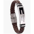 Wholesale New Palestine flag bracelet DIY logo stainless steel with leather braided bracelet for man. 