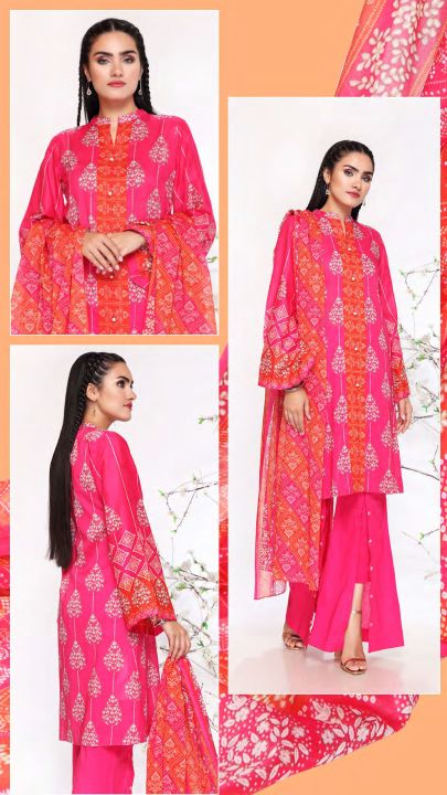 NASHAT 3PEICE UNSTITCHED DRESS