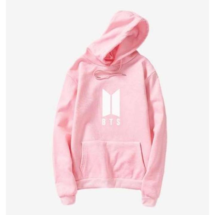 BTS Baby Pink Hoodie Pocket Drawstring Hooded Casual Pullover 364