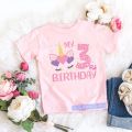 It's My 2-9th Birthday Numuber T-Shirt Kawaii Unicorn Eyelashes Cartoon Pink Kids Clothes Girls T Shirt Short Sleeve. 
