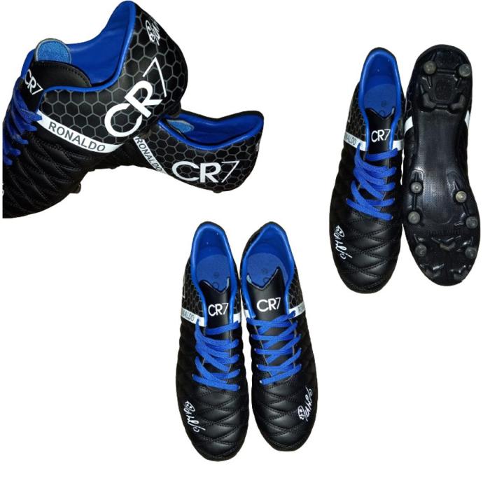 Sole Durable Lace Up Sports Trainers Cr7 Ronaldo Football Sports Shoes Studs Blue Branded