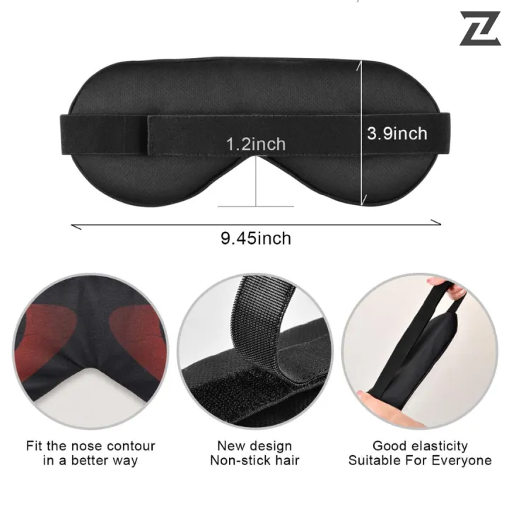 ZEXT%20COMFY%203D%20Sleep%20Eye%20Mask%20Soft%20Padded%20Adjustable%20Blindfold%20Travel%20Sleeping%20Mask%20Black%20-%20Image%203