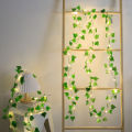 Green Leaf Garland String Lights,[ pack of 1 / 6 / 12 ] Vine Fairy Lights with Blinking Feature for Bedroom, Wedding, Home Decor - Battery Operated, Wall Garden Stairway Decorative Lighting with Switch Control - Artificial Floral Theme  (battery included). 