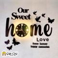 Gift City Presents Butterflies, Birds and Our Sweet Home 3D Wooden Wall Clock For Bedroom, Living Room, and Offices. 
