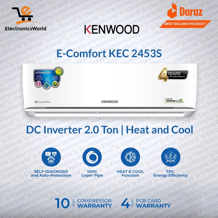 Kenwood AC Air Conditioner E-Comfort Plus KEC-2453S H/C 2Ton 75% Saving 10 Years Compressor warranty