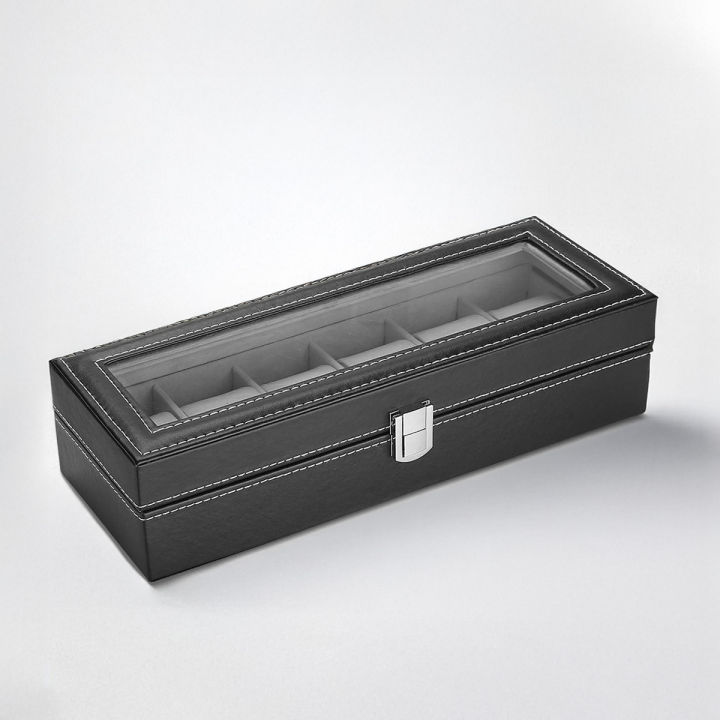 DecorZone 6/10/12/8 Grids Watch Box PU Leather Watch Case Holder Organizer Storage Box for Quartz Watches Display Best Gift