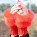 Fashion Women’s Faux Rabbit Fur Wrist Warmer - Winter Fingerless Knitted Gloves. 
