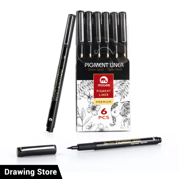 6Pcs - Mobee Micron Pigment Fineliner Pens Set for Mandala Art, Artist Illustration, Office Documents, Scrapbooking, Technical Drawing