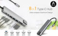 AXOTIC USB C Hub 8 in 1 Type C Hub with 4K HDMI Port, Ethernet 1000Mbps RJ45 Port, USB-C Delivery, TF/SD Card Reader. 