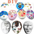 Full Face Masks Paper Blank White Halloween Cosplay Cat Diy Paintable Couple Half Animal Mache Party YUEYING. 