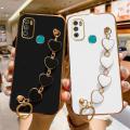 COROGI for Itel Vision 1 Pro / Itel S16 Back Cover with Love Heart Bracelet Luxury 6D Plating Frame Shiny Chain Cases Soft Silicone Square Protective Mobile Phone Case for Girls Boy. 