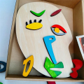 Wooden Puzzles, 26 Part Modern Art Puzzle, Colored Face Art Educational Stem Toy -Wooden Toddler Durable Easy Install Easy to Use. 