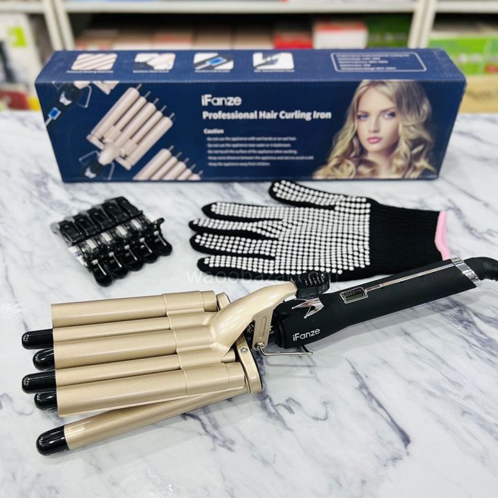 IFANZE 5 barrels hair waver and curling iron/curling wand with proffessional edition hair curler machine tool