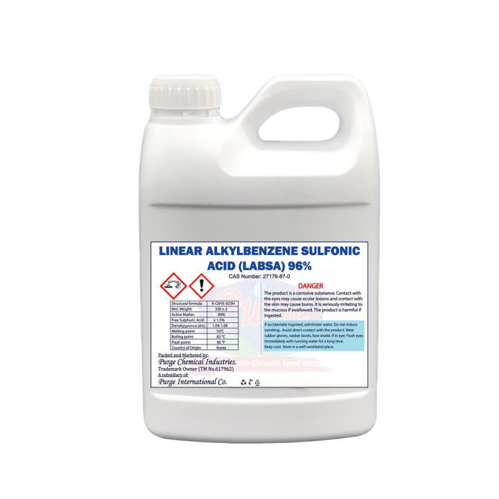 Purge Linear Alkyl Benzene Sulphonic Acid 96% - LABSA - Detergent - Raw Material for Laundry and Dishwashing Detergent- Made in Korea