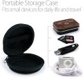 Portable Earphone Carrying Case, Zipper Storage for Headphones and Accessories, Round Shape, Durable. 