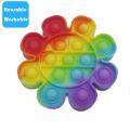 Push Pop Bubble Fidget Spinner Pop It Silicone Toy - 5 inches - Rainbow Flower. 