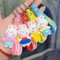 Miffy key chain Cute Cartoon keychain Soft glue key pendant Rabbit pendant doll motorcycle, car key chain. 