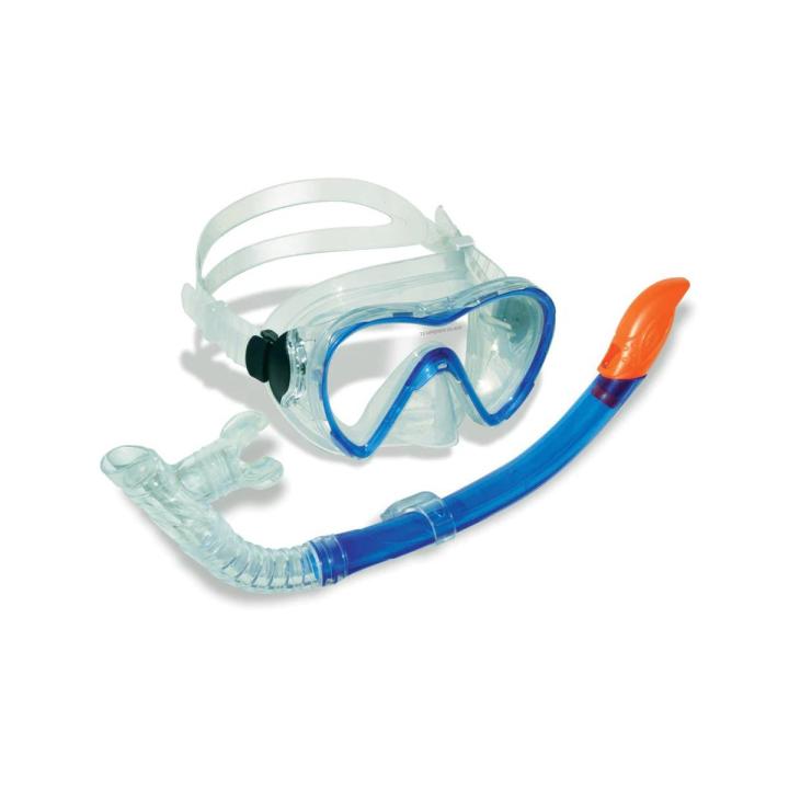 Snorkel Mask 2 in 1 Diving Mask and Swmming Goggles | Anti-Fog Anti-Leak Semi Dry Scuba Mask for Adult and Kids Swimming Mask (Random Color) - Swim Set Snorkel Swimming Diving Face Mask / Swimming / Diving Mask & Snorkel Set