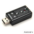 Pack Of 3 Mini External USB Sound Card 7.1 CH 3D Audio Adapter With 3.5mm Headset Jack For PC And Notebook. 