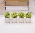 Pack of 4 Green Mini Plant Artificial Decoration Piece with pot Best for home & Office Decoration purpose. 