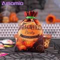 Halloween Trick or Treat Bag 1 Pc Halloween Candy Bag Drawstring Portable Reusable Pumpkin Witch Ghost Black Cat Kids Chocolate Biscuit Treat Snack Goodies Gift Flannel Party Supplies. 